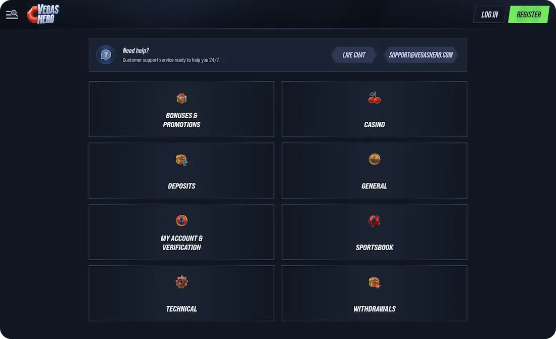 vegashero casino faq