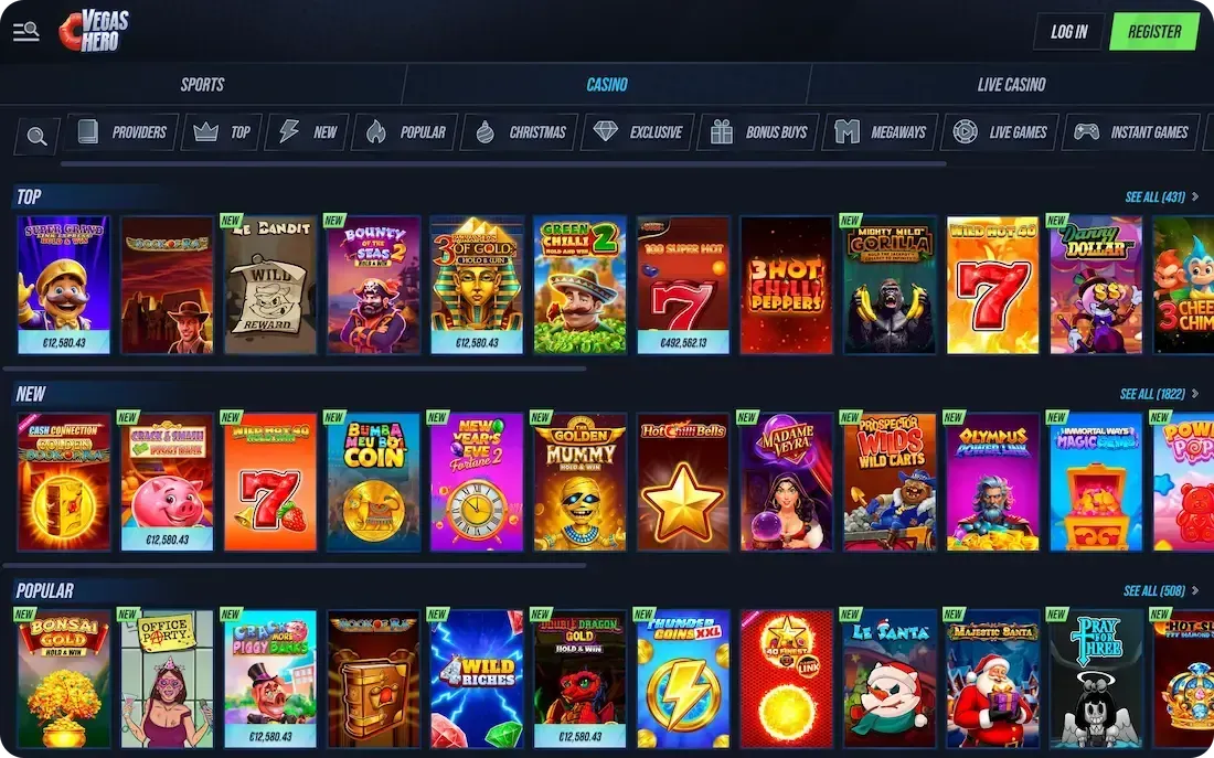 vegashero casino games